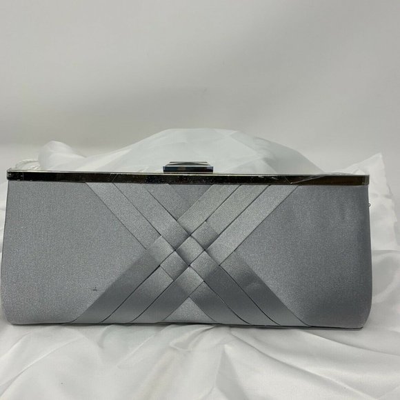INC International Concept Kelsie Clutch Silver - Picture 1 of 5
